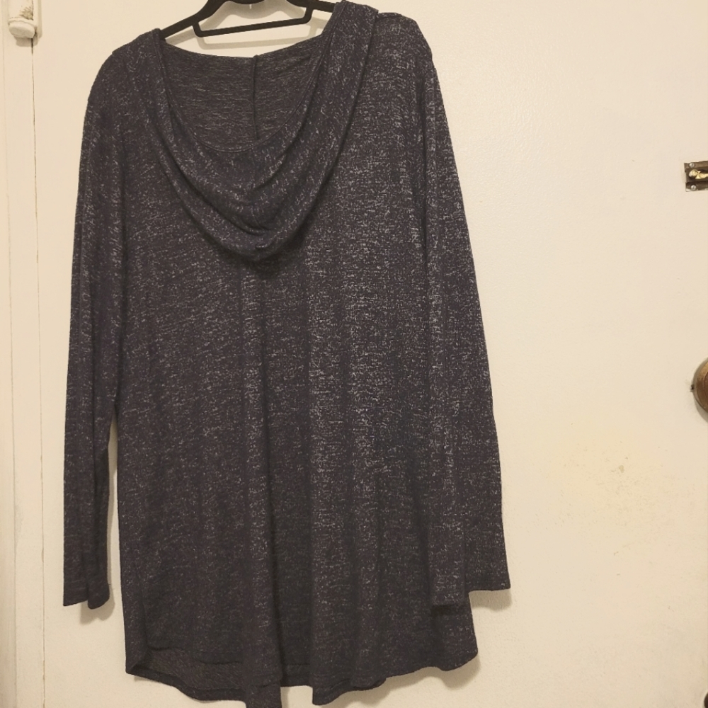 Bobeau Navy Blue Hooded Knit Top